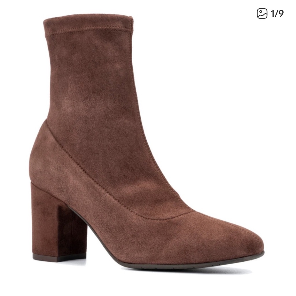 Aquatalia Womens Briana Suede Block Heel Ankle Sock Boots Booties8.5
